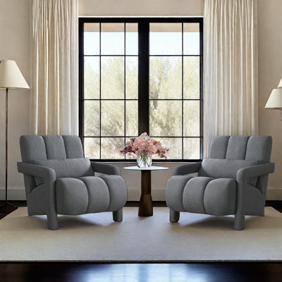 Chaise d'appoint rembourrée Foram avec tissu en lin et coussin Foram