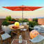 Parasol d'extérieur à DEL solaire 10 x 6,5T avec manivelle et bouton poussoir inclinable pour la cour-634198425