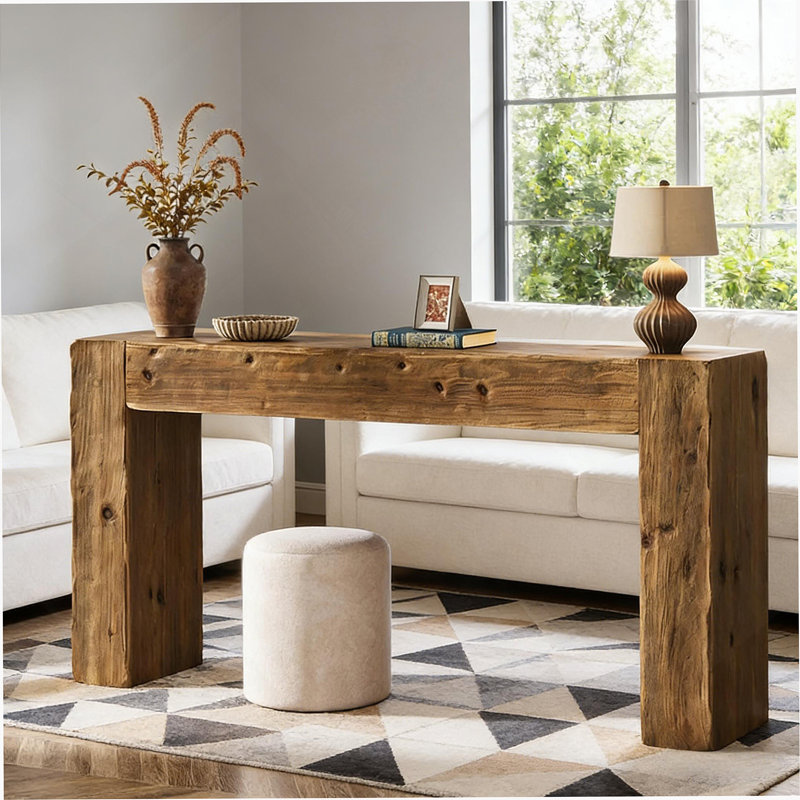 Console Table With Spacious Top, For Farmhouse Or Modern Decor And Versatile Placement, Rustic Brown