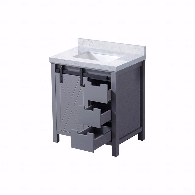 Meuble-lavabo simple en marbre de Carrare 30 po de largeur x 22 po de profondeur, Gris, Marbre de Carrare gris