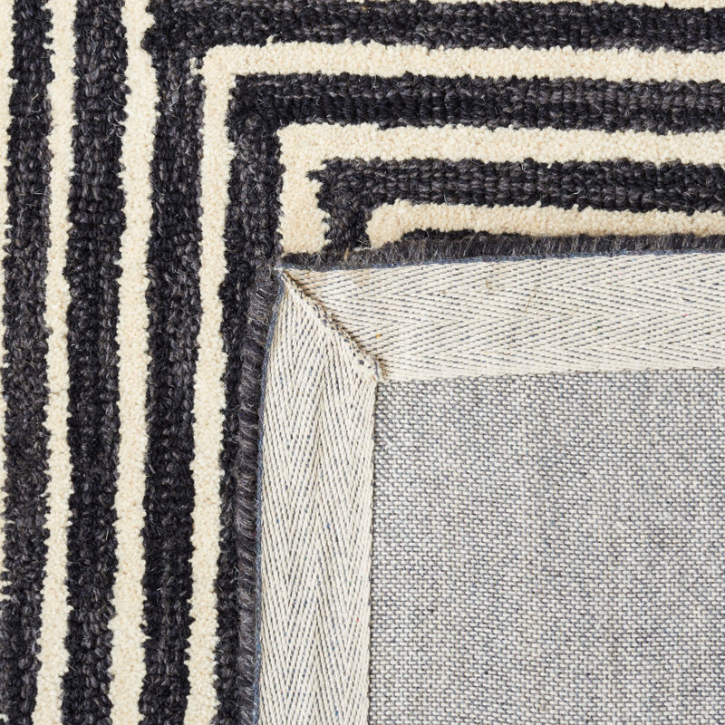 Tapis noir / beige Swansea Metro 454, Tapis de couloir 2 pi 3 po x 7 pi