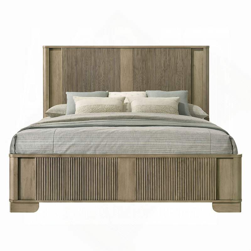 Lit style rustique en bois massif 1pc, Grand lit