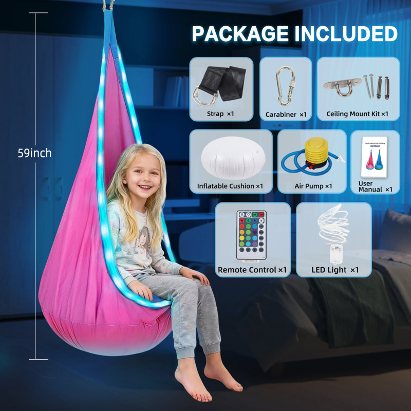 Balancelle pour enfants avec coussin gonflable confortable avec coussin gonflable pour enfants, parfaite pour une utilisation intérieure et extérieure