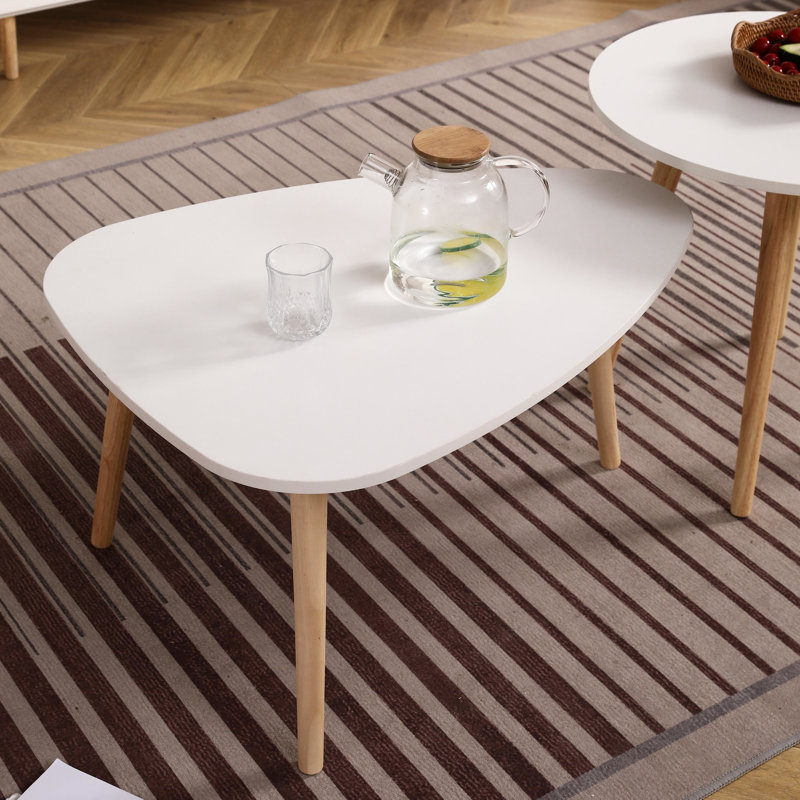 Table de salon en forme d'œuf de 950 mm: élégante et fonctionnelle, blanc et chêne