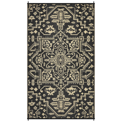 Waterproof Outdoor Rug Medallion Patio Rug Reversible Plastic Straw Rug Vintage Camping Rug Outdoor Carpet for Porch Deck Backyard Balcony