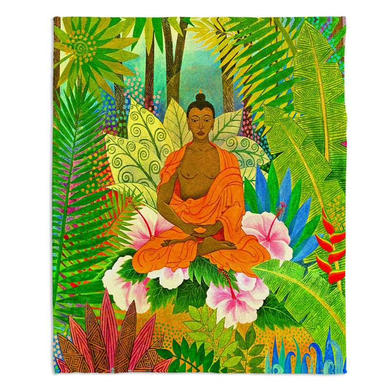 Couverture en sherpa Buddha In The Jungle, l 51 po x L 60 po