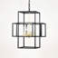 Suspension de 4 lanternes noir mat et or, luxueuse pour cuisine, salon, hall d'entrée, couloir avec plafond réglable en hauteur, bureau.