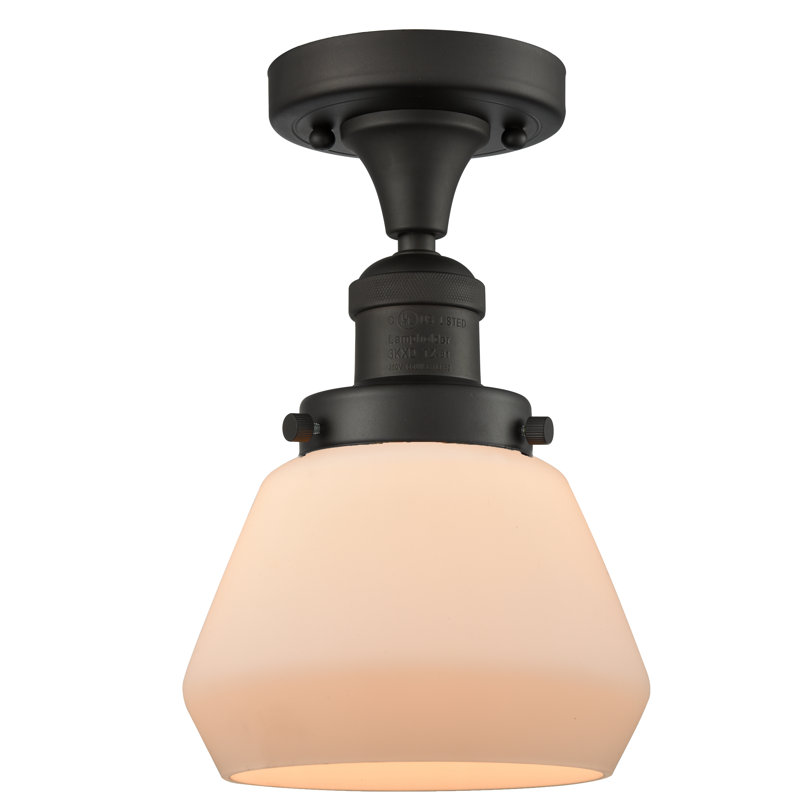Argueta Glass Semi Flush Mount, Matte White Cased, No Bulb Included, Matte Black