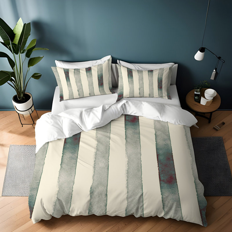 Striped Duvet Cover, King Duvet Cover + 2 King Shams