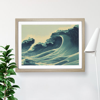 Glowing Japanese Wave - Framed Print