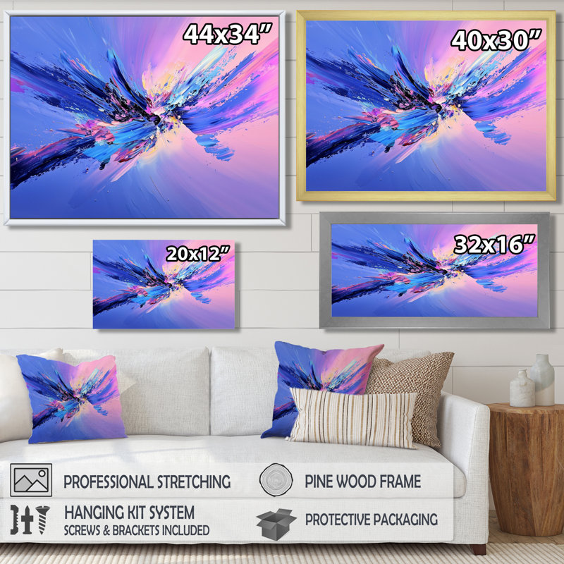 «Galactic Mauve Explosion In Space I», art mural fractal abstrait, H 34 po x l 44 po, Silver