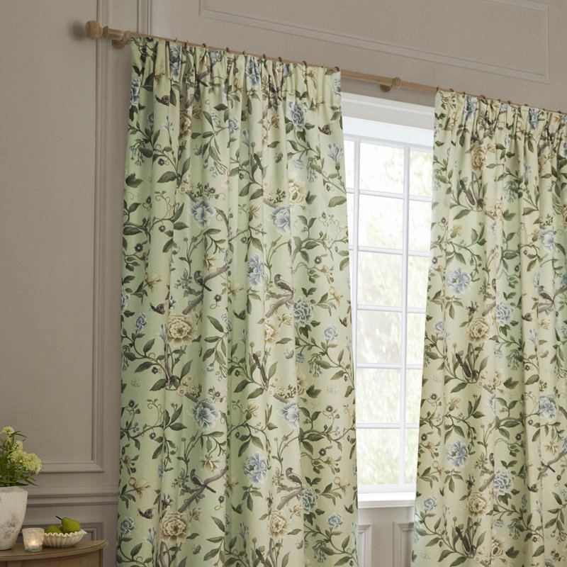 Porcelain Garden Room Darkening Curtain Panel Pair, Green, 46.06cm Width x 137cm Drop