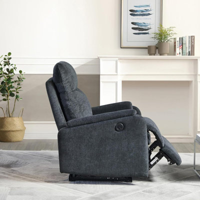 Fauteuil inclinable électrique contemporain bleu Kai avec chargeur USB