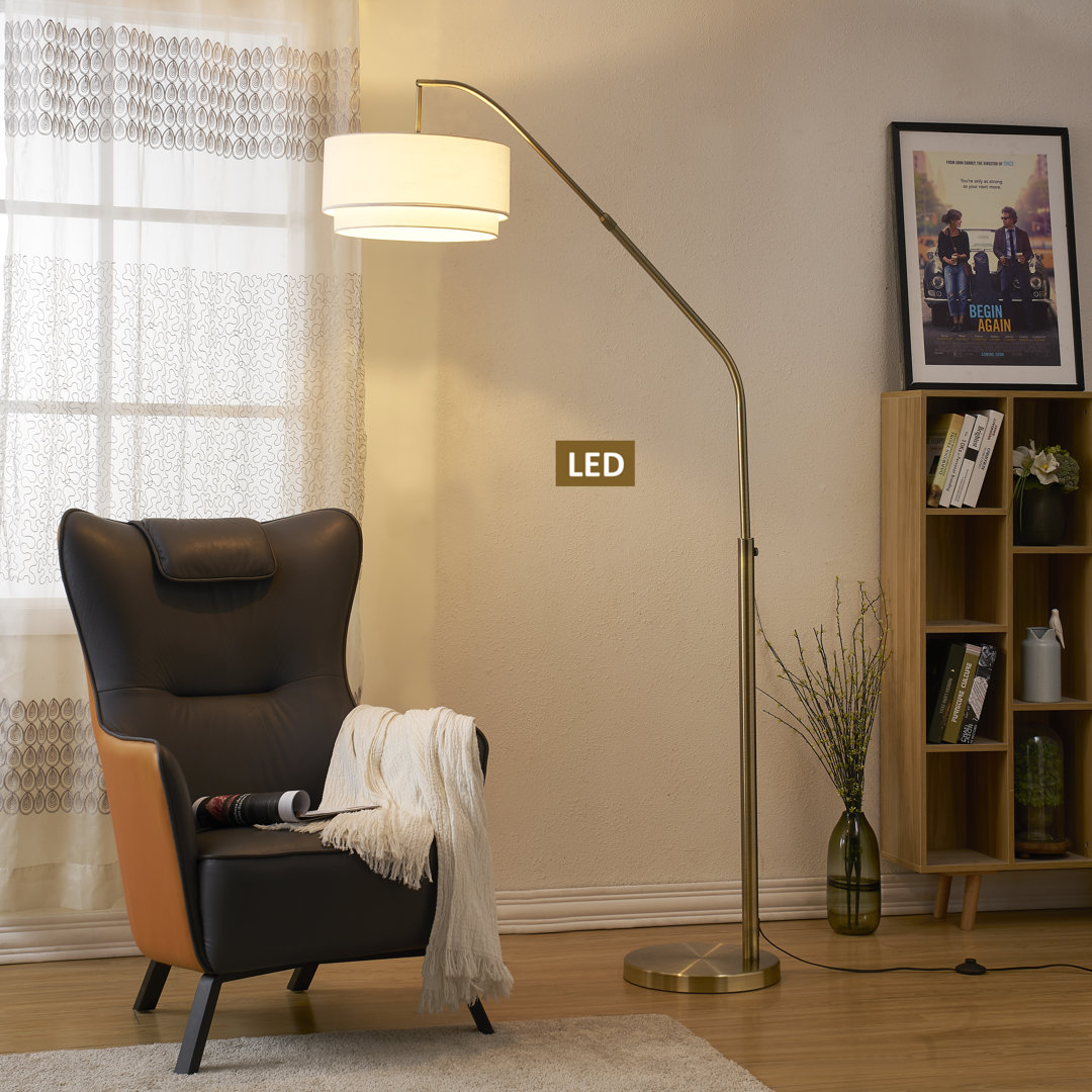 Ariana Il 80'' Antique Satin Brass Arched Floor Lamp Artiva USA