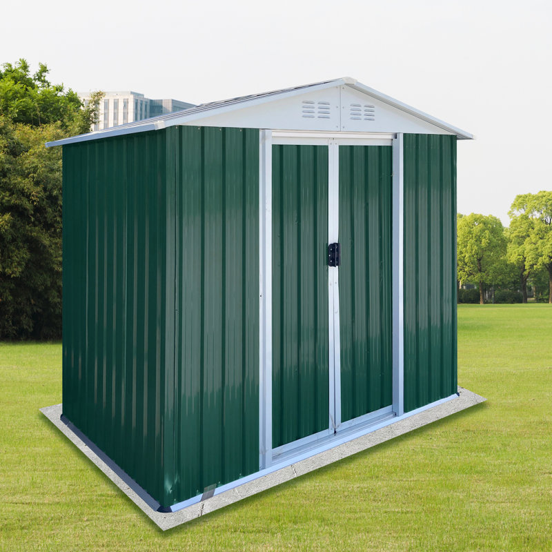 Outdoor Storage Sheds Apex Roof, 72.48" H x 74.72" W x 45.72" D, Green