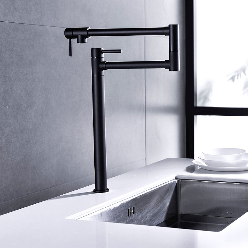 Pot Filler Faucet With Extension Shank, Matte Black