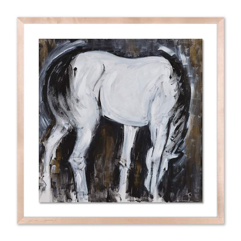 «White Horse II» par Donna Bernstein - reproduction sur papier, H 24 po x l 24 po x P 1,5 po, Naturel