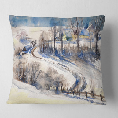 Country Road In Winter Times I Pillow
