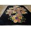Wool Hand Knotted Pile 1920s Floral Medallion Antique Black Rectangle Rug