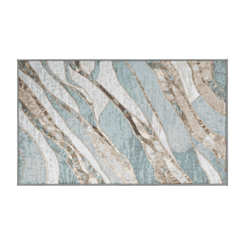 Machine Washable Brown Area Rug, Rectangle 2' x 3'