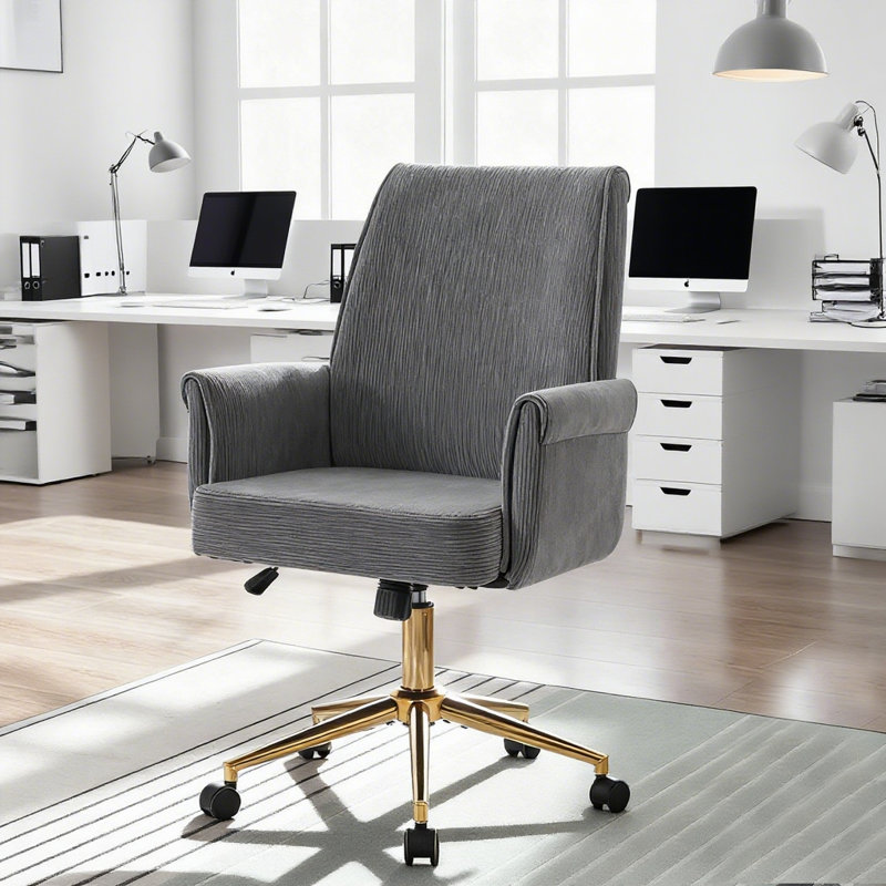 Modern Home Office Chair With Swivel Wheels, Classic Gray