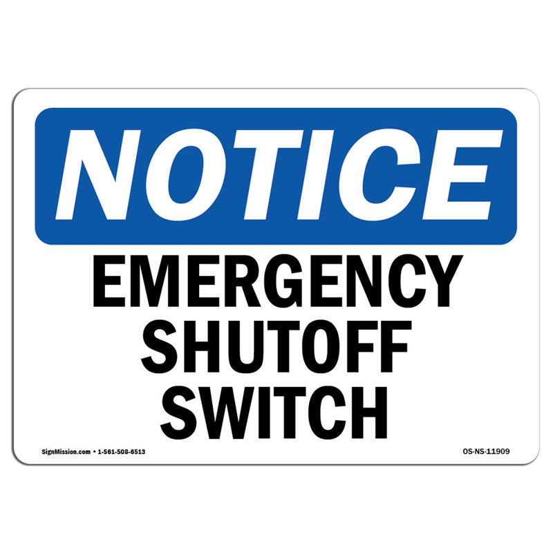 Emergency Shutoff Switch Sign