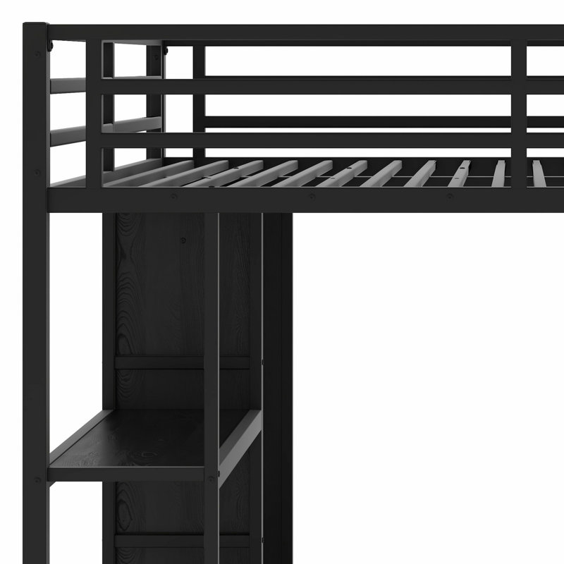 Lit superposé en métal avec garde-robe et bureau pliable
