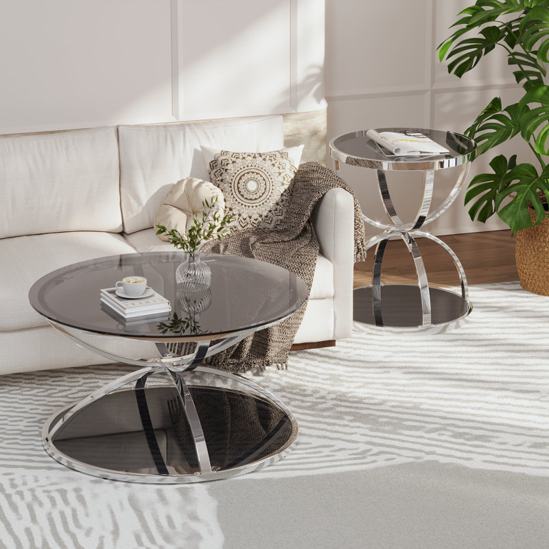 Ensemble de tables basses Modern, Argent