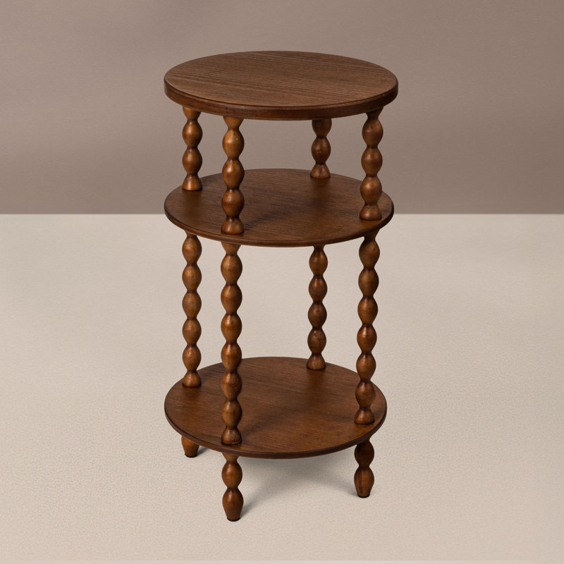 Bobbin Leg Round Wood Accent Table, Walnut