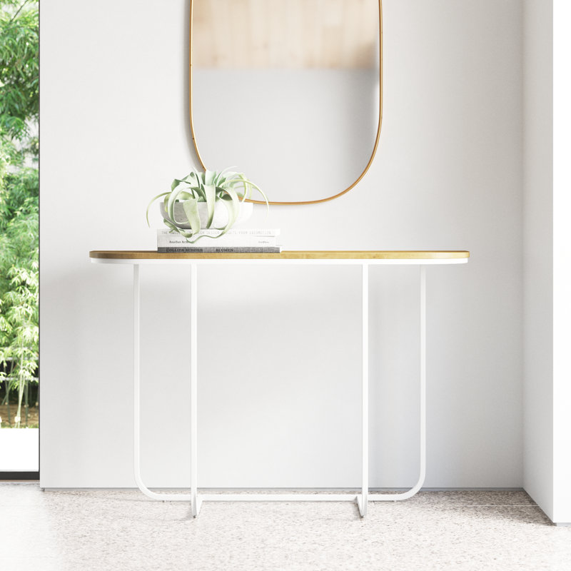 44'' Console Table, Rustic Oak, White