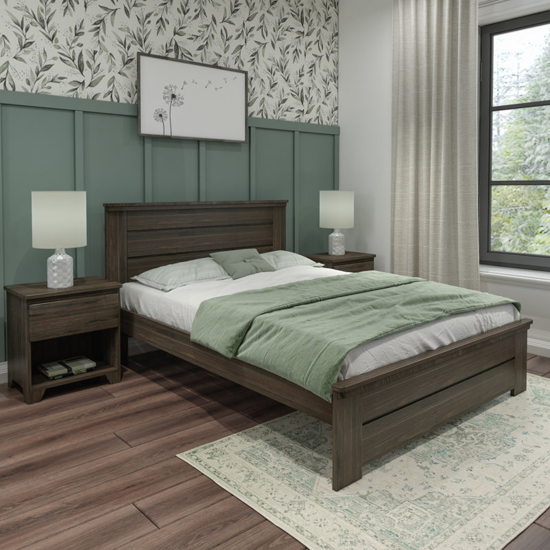  Ariarose Solid Wood Platform Bed, Queen, Barnwood Brown