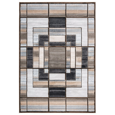 Tapis brun à motif géométrique Adonia