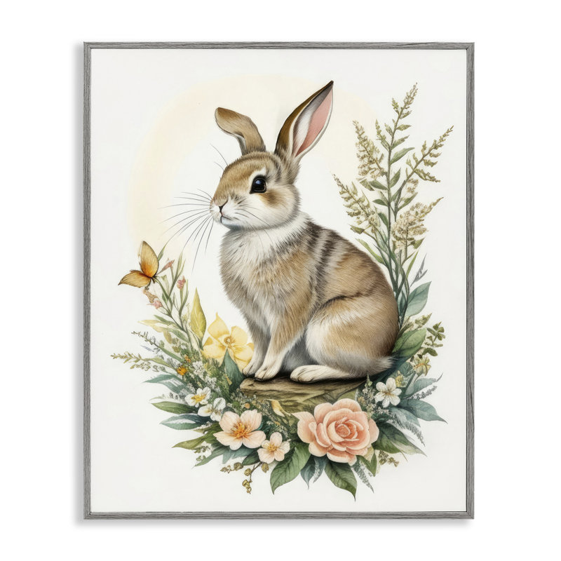 Lapin parmi des fleurs, estampe numérique par Denise Dundon, Estampe numérique Farmhouse, H 30 po x l 24 po