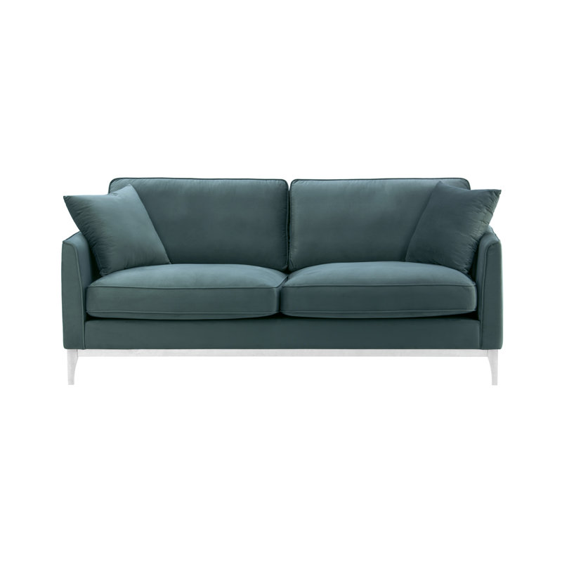Hotz 3 Seater Upholstered Made to Order Sofa, Green, White