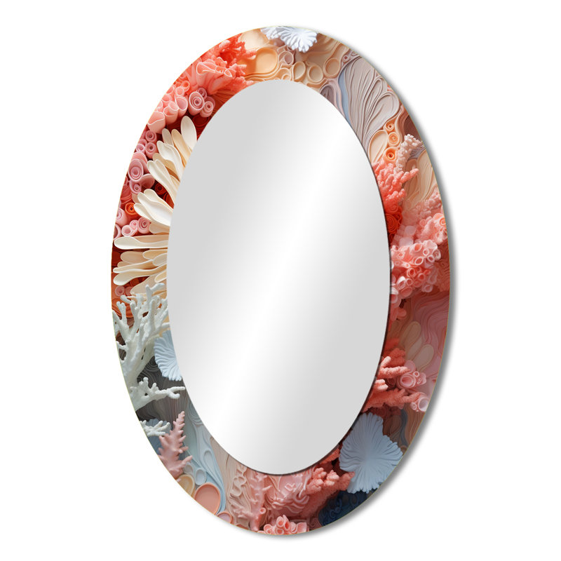 Miroir mural ovale rose et blanc, 36 po x 24 po