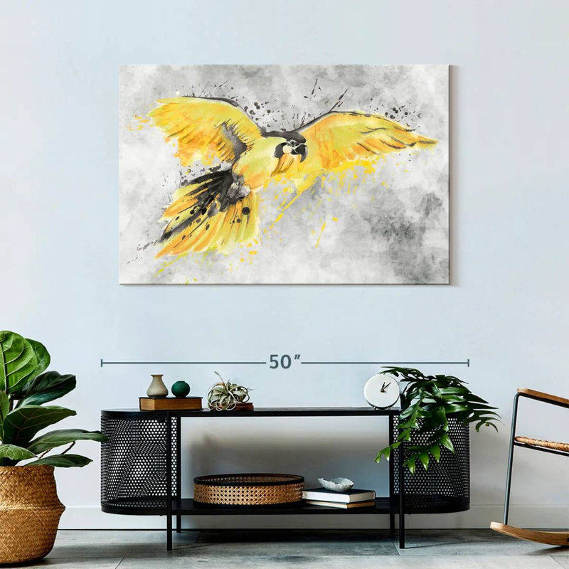 Brampt Yellow Macaw, 30" H x 45" W