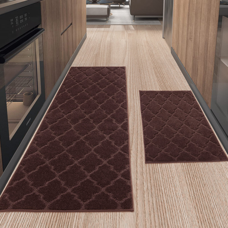 Tapis de cuisine Muhd, Rectangle 1 pi 8 po x 2 pi 6 po + 1 pi 8 po x 4 pi, Brun