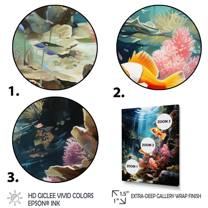 Aquariums Marine Wonders X - impression, Cadre d'angle fermé noir, H 20 po x l 12 po x P 1 po