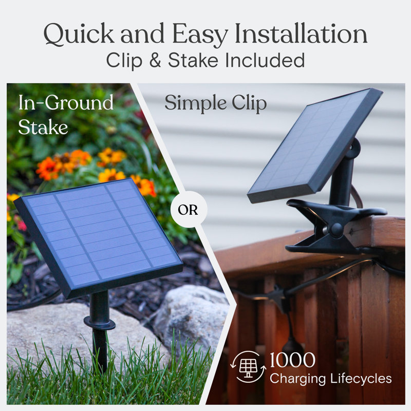 27 Ft Solar Powered Outdoor LED Globe String Lights