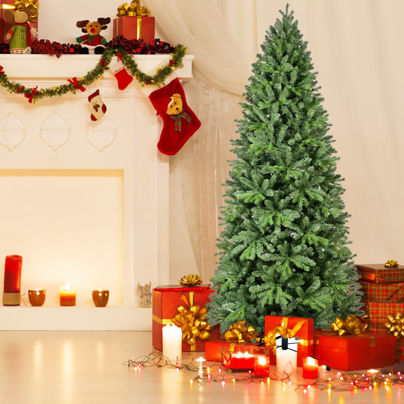 Arbre de Noël artificiel illuminé 6 pi avec DEL blanc chaud et branches mixtes réalistes en PVC / PE pour le décor des Fêtes