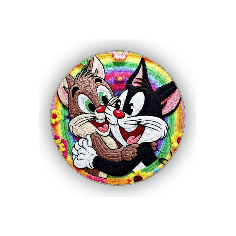 Personnages de dessins animés multicolore Bugs Bunny, Rectangle 3 pi 11 po x 5 pi 11 po