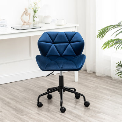 Adjustable Swivel Seat, Blue Velvet - High Foam, 360-degree Rotation, Lift Option Office Chair, Performance, Seat For Superior Comfort