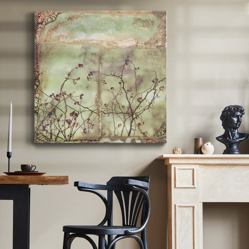 Feuille rouge - Toile tendue avec châssis de qualité supérieure - prête à être accrochée