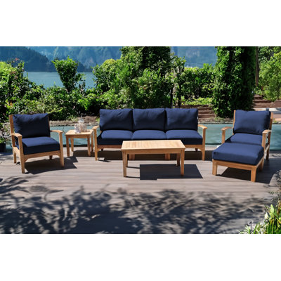 Ensemble de conversation en teck avec coussins Sunbrella 6 pièces Huntington