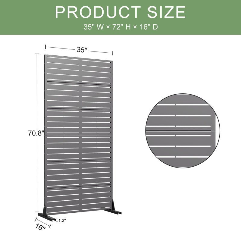 Panneaux de clôture métalliques autoportants pour écran d'intimité 72 po x 35 po