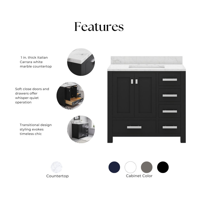 Steve 36'' W Single Vanity, Black