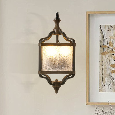 Applique murale d'intérieur 1 lumière, luminaires intérieurs noirs, lanterne murale à abat-jour carré en verre pour porche