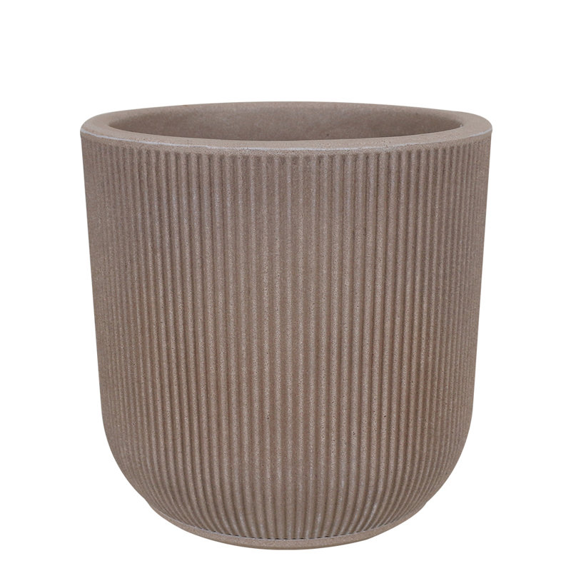 Ciya ECOBO Eco-Friendly Round Pot Planter, Garoa Indoor/Outdoor Four Season Use, Light Brown, 17.7" H x 17.7" W x 17.7" D