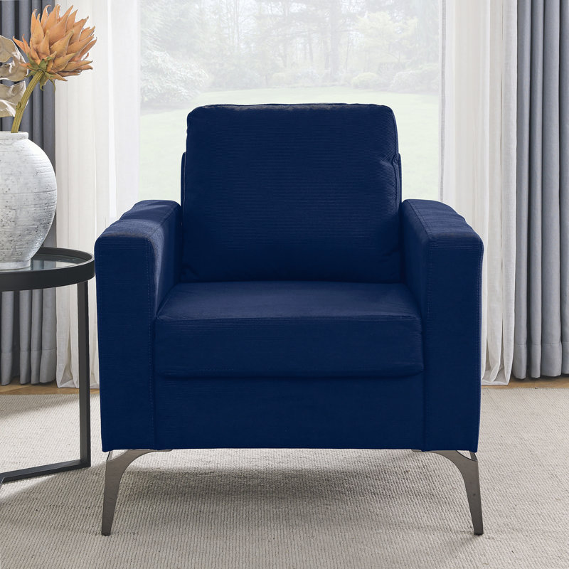 Fauteuil Keito, Velours côtelé bleu marine