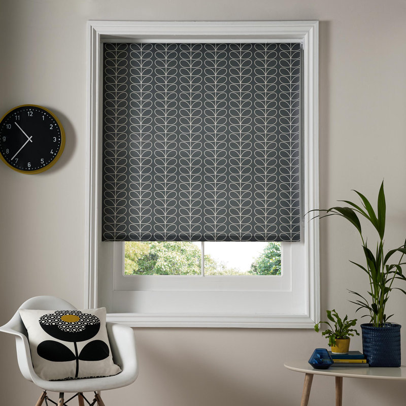 Linear Stem Room Roller Blind, 60cm W x 162cm L, Cool Grey